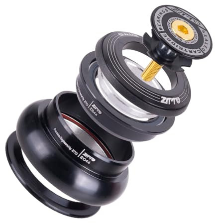 ZTTO Fahrrad-Headset, MTB, 44 mm, ZS44 EC44, CNC, 3,8 cm - 1 1/2 Zoll, gerader Rohrrahmen auf konische Rohrgabel 1,5 Adapter, Headset (schwarz)