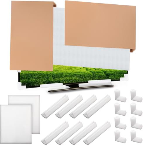 Feifeiya 2 Packs Foam Mirror Box Set TV Boxes for Moving Picture Moving Include 2 Large Case and 2 Foam Flat Screen TV Cover Fits up to 65'' W x 36'' H and Corner Edge Protectors(40 x 60 x 3.5 Inches)