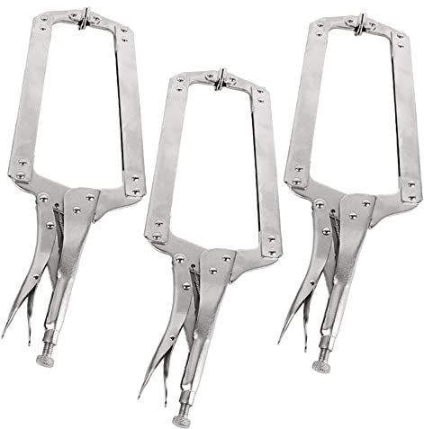 JOEEYKO 3 Pcs 18 Inch C Clamp Locking Pliers, Metal Welding Clamps Vice Grips for Woodworking, Silver