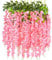AIBAOBAO Artificial Flowers Wisteria 12PCS, Fake Flowers Vine Garland, Hanging Trailing Plants Bush String Flower for Wedding, Party, Ceremony, Home, Garden, Outdoor, Indoor Decoration (Peach pink)