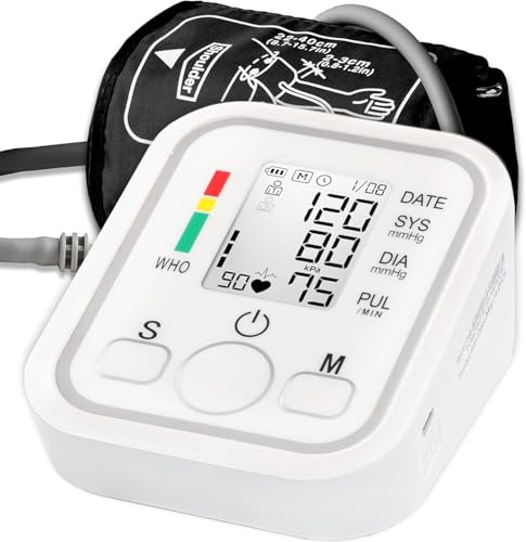 Blood Pressure Monitors Large Cuff Size 22cm to 36cm - Blood Pressure Machine with Cuff for Upper Arm - Heart Rate Hypertension Monitor - Blood-Pressure Monitor with LCD Display - No Cable & Batt.