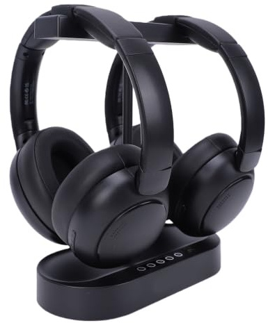 Annadue Double Casque sans Fil pour Regarder la Télévision | avec Base Chargement L'émetteur, Bluetooth 5,4 et 2,4 GHz sans Fil sur L'oreille, Casque TV HiFi Stéréo