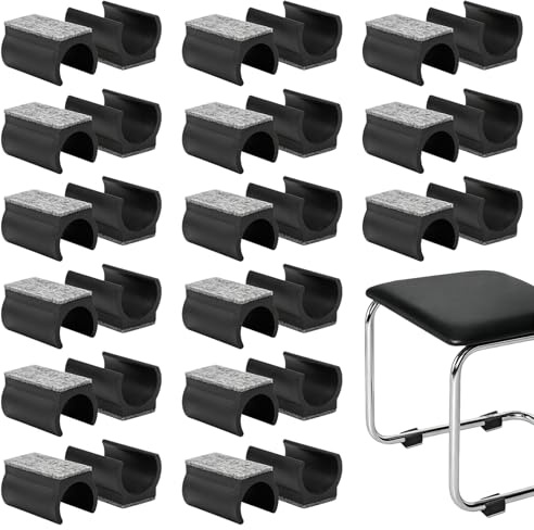 30 Stück Stuhlgleiter Freischwinger, 25mm Filzgleiter Schwingstühle U-Förmige Klemmschalengleiter Filz für Freischwinger Stühle Schützen (Schwarz,25mm)
