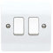 MK Logic Plus K4872 WHI 10AX Single Pole 2 way Plateswitch, 2 Gang,White