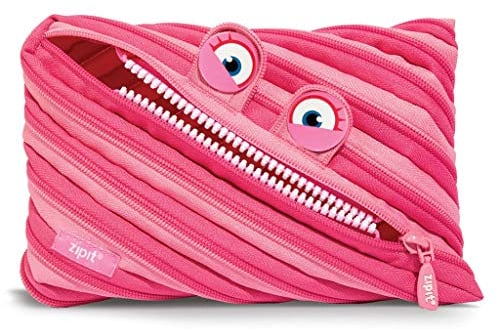 ZIPIT Wildlings Federmäppchen für Mädchen | Großes Mäppchen für die Schule | Monster Etui für Kinder | Federmappe Rosa