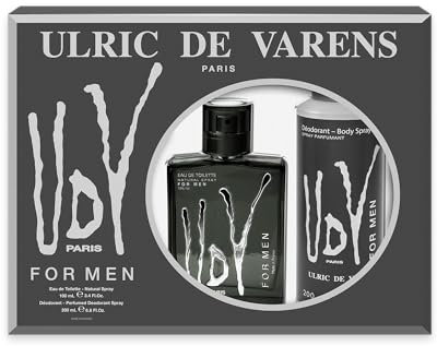 ULRIC DE VARENS - Coffret Parfum Homme UDV for Men - Eau de Toilette 100 ml + Déodorant Spray 200 ml - Fougère Boisée Orientale - Made in France