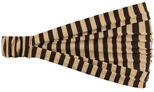 Lipodo 3 in 1 Lurex Stripes Headband - Vielseitiges Kopftuch - Accessoire mit Glanzfäden - Für Damen - Frühjahr/Sommer Kollektion braun One Size