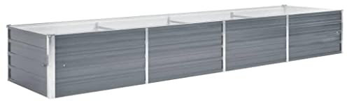 vidaXL Garden Planter Galvanised Steel 320x80x45cm Grey Flower Box Raised Bed