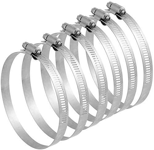 Yumi V 6 Pcs Jubilee Clips Stainless Steel Hose Clips Assorted Flexible Hose Clamp 84-114mm Diameter Range Adjustable Pipe Tube Clamps Metal Clips for Securing Hoses and Pipes Tube