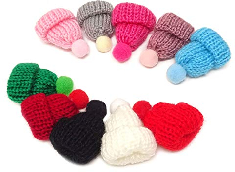 Honbay 10 Stück Mini-Strickpuppen-Hüte für Bastelarbeiten, Schmuckherstellung (10 Farben)