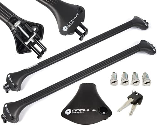 MODULA CASE SYSTEM Kompletter Aluminium Dachträger Oval Bar 119 cm kompatibel mit FIAT Panda III 312/4x4 2012- mit geschlossener Dachreling abschließbar, Nutzlast 100 kg