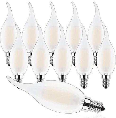 ProCrus E14 LED Dimmable Candle Light Bulb,4W Candle LED for Chandeliers,C35 Small Edison Screw Filament Flame Tip SES LED Bulb,2700K Warm White,40W Bulb Equivalent,400LM,10 Pack,Energy Class F