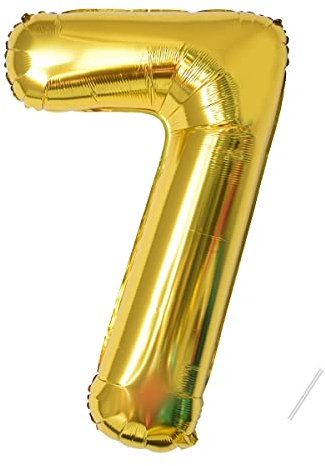 Geburtstag zahlen luftballon 7 jahre | Folienballon 7 XXL Gold-Riesen Folienballon in 40 - 101cm Geburtstagsdeko - Ballon Zahl Deko zum Geburtstag - fliegt mit Helium