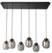 meineWunschleuchte LED Pendelleuchte Industrial Style 6 flammig Schwarz mit Rauchglas