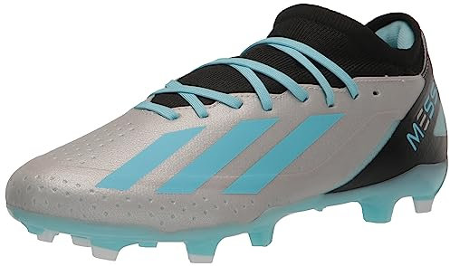 adidas Men's Bota de fútbol X Crazyfast Messi.3 césped natural seco, Silver Metallic/Bliss Blue/Core Black, 46