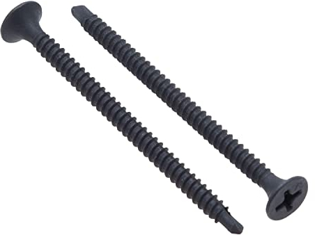 3.5mm x 55mm Vis autoperceuse pour cloison sèche, vis noires autotaraudeuses, filetage fin, vis en acier trempé au phosphate tête cruciforme Phillips pour plaque de plâtre à profil (30 pièces)
