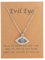 Evil Eye Pendant Necklace Round Fashion Simple Adjustable Clavicle Chain Jewelry Necklace with Turkish Nazar Crystal for Good Luck for Women and Girls (Silver)