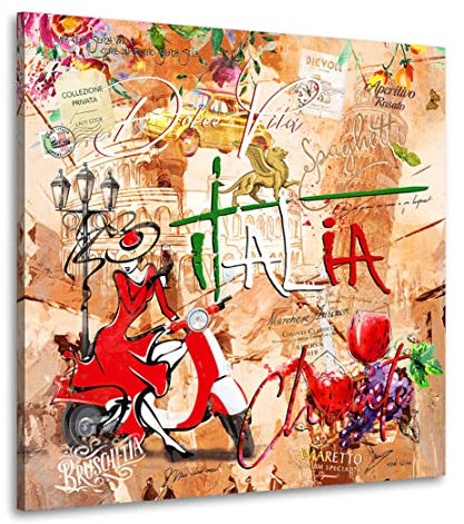 Kunstgestalten24 Leinwandbild Wandbild Italien Dolce Vita Pop Art Retro Style Kunstdruck Raum- u. Wanddekoration Übergrößen