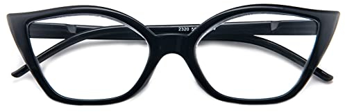 Kodilin Occhiali da Lettura Donna 2.0 Anti Luce Blu Cat Eye Occhiali per PC con Cerniera a Molla, Nero