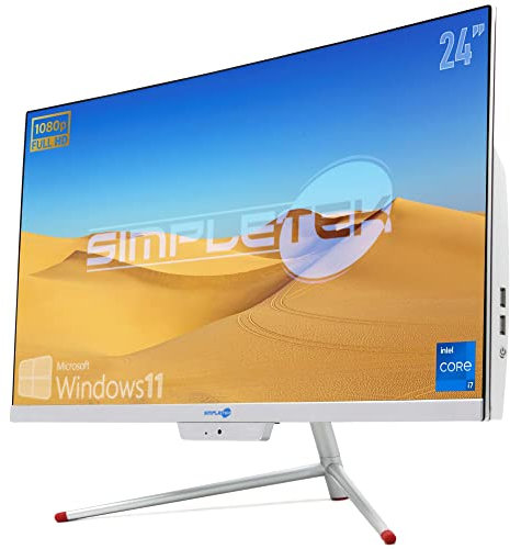 SIMPLETEK - Ordinateur tout-en-un 24 incurvé FHD Core i7 jusqu'à 3,9 GHz Windows 11 Pro | 16 Go RAM SSD 2 To | PC de bureau courbé