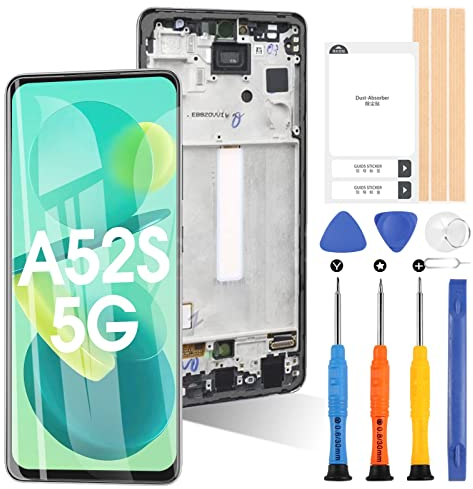 Écran pour Samsung Galaxy A52s 5G SM-A528B SM-A528B/DS LCD Écran Tactile Digitizer Verre Assemblée de Remplacement avec Outils (Noir avec Cadre)
