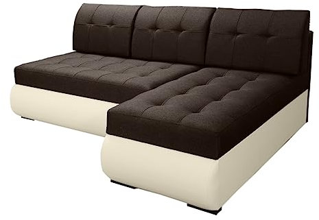 BROMARKT Ecksofa GRILIA L-Form Schlafsofa Wohnlandschaft Links/Rechts Couch, Bettkasten,Schlaffunktion,viele Farbvarianten (Rechts, Rino 29 - Braun + Madrit 912, h80 x t141 x b200 cm)