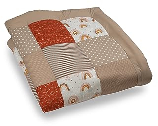 ULLENBOOM Krabbeldecke für Baby 120x120 cm, 100% OEKO-TEX Materialien, Made in EU, Dick & weich gepolstert, Regenbogen - ideal als Babydecke & Spieldecke Baby