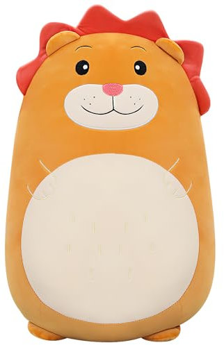 Löwe Kuscheltier Braun Plüschkissen Plüschtier Löwe Süßes Plüsch Kissen Stofftier Kuschelkissen Geschenke für Kinder Geburtstage Deko Wohnzimmer 44cm