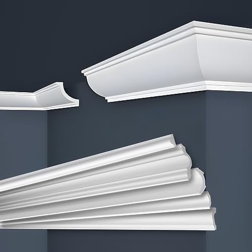 MARBET DESIGN - Modanature decorative in polistirene XPS, colore bianco, da soffitto (20 m / 10 listelli, E-36)