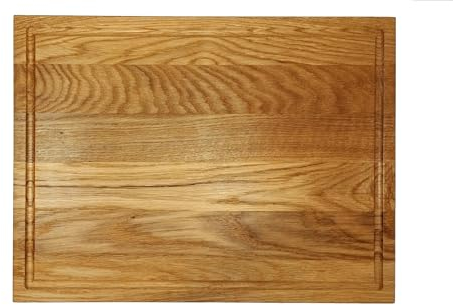 NATURE EDITION Schneidebrett XL (40 x 30 x 2 cm) aus massivem Eichenholz mit Saftrille - Holzbrett - Servierbrett - Antibakterielles Holzbrett - Küchenbrett aus Eiche - Fleischbrett aus Holz