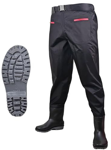 Waders De Peche, Pantalon De PêChe Respirant Avec Bottes Pour Homme, Bottes De PêChe LéGèRes Avec Poches, Pour La PêChe, La Chasse Au Canard Et L'Industrie Aquatique,D-44