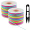 Gummiband für Armbänder, 2 Rollen Gummischnur 1 mm x 100 m, Gummikordel mit Schere, Perlenschnur Elastische Faden für DIY Handwerk Schmuckherstellung Armbänder Halsketten (Regenbogen)