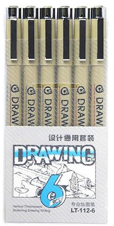 kokdid Fineliner, Zeichenstift, Fineliner, Marker, Skizzieren, Fineliner, Künstler, Zeichenstift für Kunst, Illustrationen, Skizzieren, 6 Stück