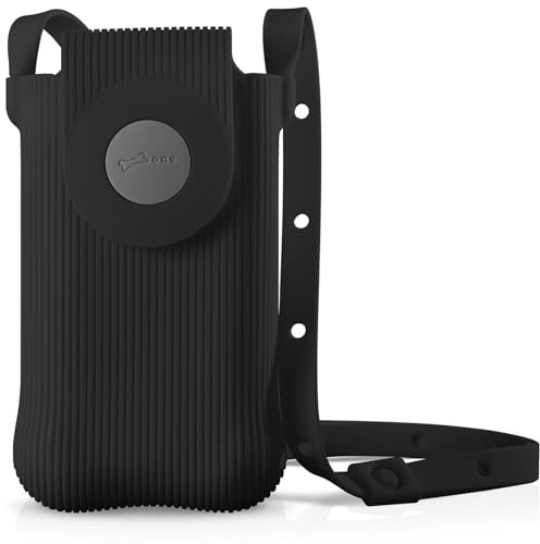 BONE Bubble Bag 2 – Sac téléphone Portable en Silicone, Sac bandoulière léger et Lavable, Universelle pour Smartphone, bandoulière réglable, Homme et Femme – Noir