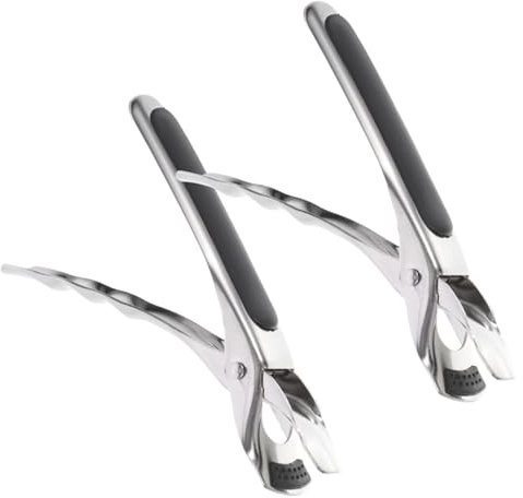 Alriedy 2 Stück Airfryer Zange Für Heißluftfritteuse Ofenzange Plate Gripper Für Heiße Gerichte Schüsselgreifer Rutschfester Griff Edelstahl Und Silikon Zange für Airfryer