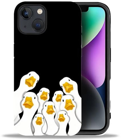 yicomon Kompatibel mit iPhone 13/iPhone 14 Hülle, Lustiges Entenmuster, Handyhülle, langlebig, modisch, lustig, Flüssigsilikon, weich, kratzfest, stoßfest, Schutzhülle