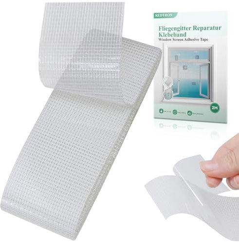 REDTRON Window Screen Repair Tape (48mm×2m,White), Fiberglass Repair Kit for Window and Door Screens, Anti-Mosquito Mesh Screen Repair Tape with Strong Adhesive