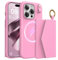 TAURI for iPhone 15 Pro Case, Removable Magnetic Wallet Case with Card Holder, [Compatible with MagSafe] Durable PU Leather Phone Case with Wireless Charging, Pink