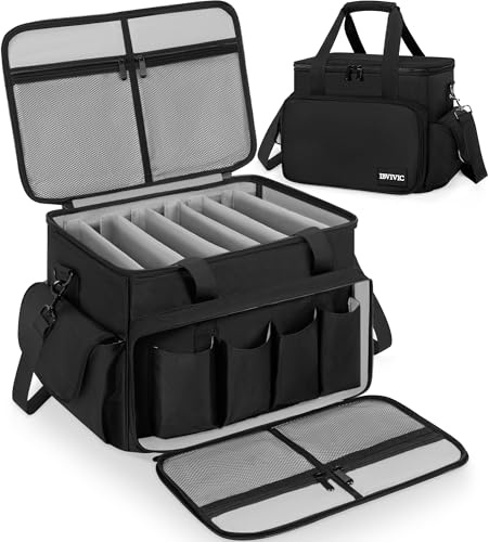 FREEAMG DJ Tasche, 1680D Nylon DJ Gigbag mit Abnehmbaren Trennwänden und Boden, DJ Kabel Organizer Tasche für Professionelle DJ Ausrüstung, Musikinstrumente und Zubehör, Grau (Klein)