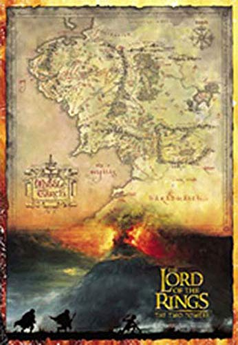 Lord of The Rings 2 Burning Hill Map Filmposter Kino XXL-Poster Herr der Ringe Fantasy 70x100 cm