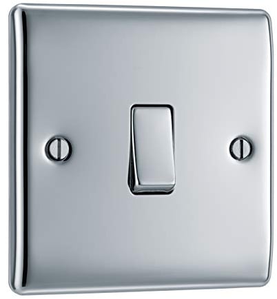 BG Electrical - Interruptor de luz de doble vía, metal perlado, níquel polished chrome - screwed
