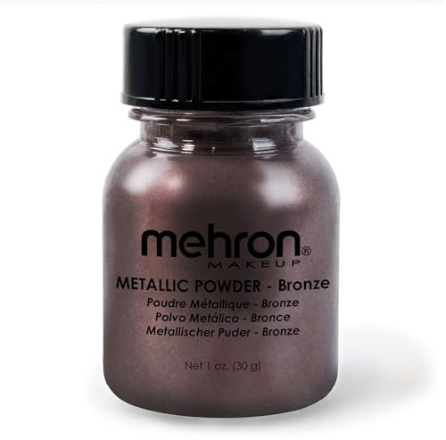 Mehron Make-up Metallic Powder - Metallic Powder Pigmente für Gesicht & Körperfarbe, Lidschatten und Eyeliner 28 Gramm (Bronze)