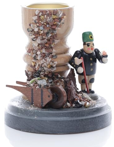 Rudolphs Schatzkiste Teelichthalter Bergmann mit Hunt bunt Höhe= 11cm NEU Weihnachten Kerzenschmuck Tischschmuck Holzschmuck Holz Seiffen Erzgebirge Dekoration