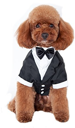 Keysui Black Dog Tuxedo Suit Puppy Wedding Clothes Coat Doggie Costume XX-Large Size