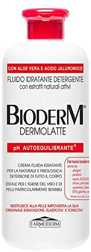 Bioderm Dermolatte Crema Corpo Idratante Con Aloe Vera E Acido Ialuronico - Idratante Delicato Per Anziani E Neonati - Per Pelle Secca, 500 Millilitro
