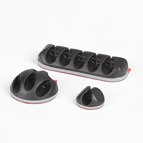 iSHOXS Kabelhalter Kabelclips Selbstklebende Kabel-Clips mit Kabelbremse Kabel Wandhalter für USB-Ladekabel und Netzkabel - schwarz - Set 8X S (1 Kabel), 2X M (3 Kabel), 2X L (5 Kabel)