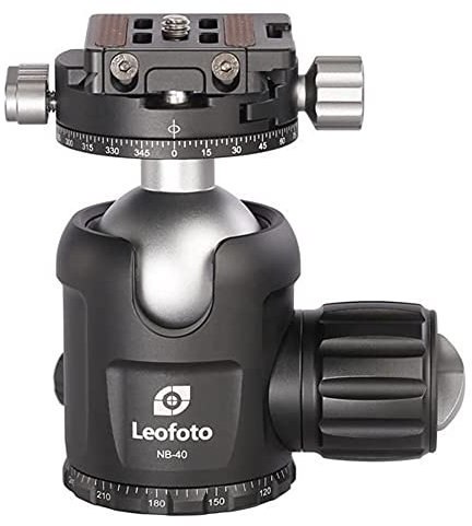 Leofoto - NB-40 Tripod Head with NP-50 Quick Release Plate - Compact and Strong - Load Capacity: 25 kg - Double Panning Function - NB-40+NP-50