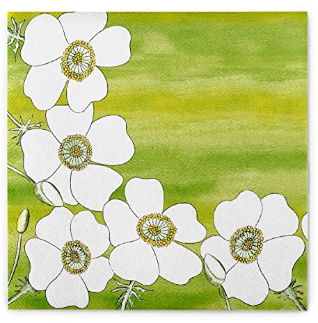 Mank GmbH Airlaid Servietten 40x40 cm, Premium Einweg Serviette, stoffähnlich und saugstark, perfekt für Hochzeit & Partys 50 Stück, Sommer grüne Frühlingsservietten Gudrun