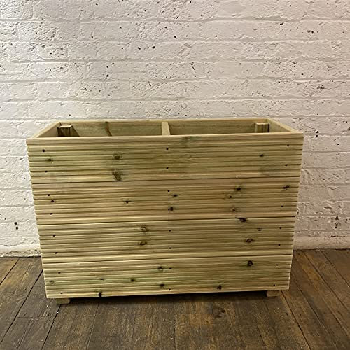 Cutncraft Designs Large 63cm Tall Decking patio Planter -Wooden Decking Patio Planter Trough herb Box with central Divide