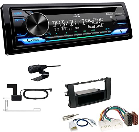 JVC KD-DB922BT 1-DIN Autoradio CD-Receiver Bluetooth DAB+ Digital Radio Einbauset passend für Toyota Auris 2007-2012 schwarz